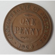 AUSTRALIA 1924 . ONE 1 PENNY . VARIETY . ROTATED OBVERSE